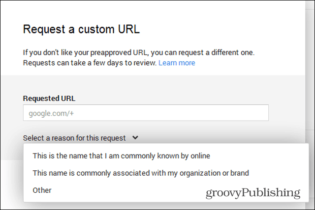 google vlastní URL žádost jiný důvod