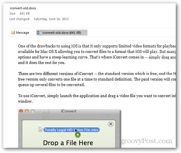 náhled dokumentů v aplikaci Outlook