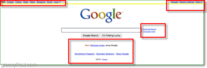 google homepage před fade look, tak zaplněný