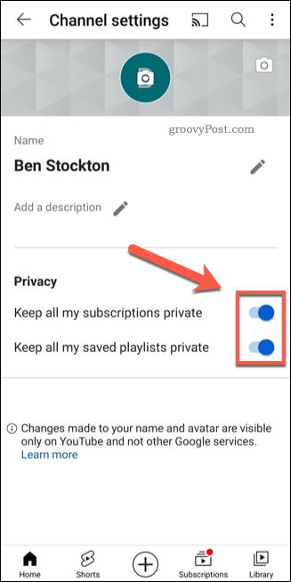 Povolení nastavení ochrany osobních údajů na YouTube