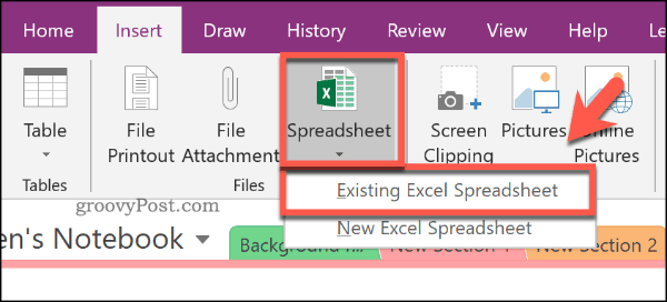 Vložení existující tabulky aplikace Excel do aplikace OneNote