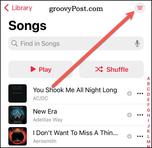 Ikona Další možnosti v knihovně Apple Music