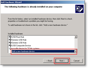 Windows Add Hardware - Přidání nového hardwarového zařízení