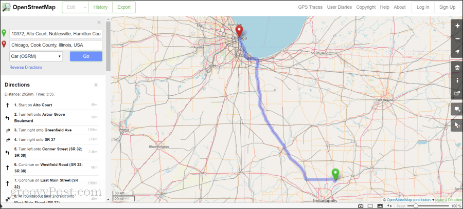 webová stránka openstreetmap