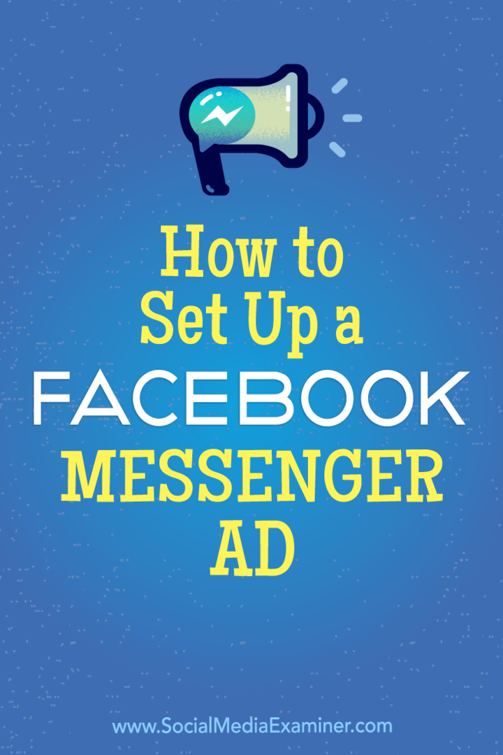 Jak nastavit reklamu Facebook Messenger od Tammy Cannon na zkoušejícím sociálních médií.
