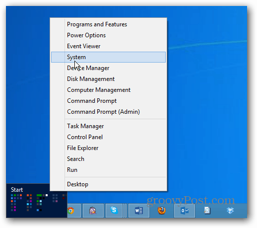 Nabídka systému Windows 8 Power User