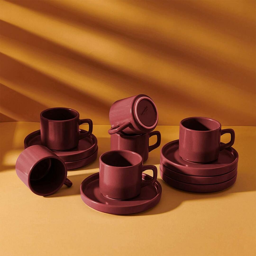 Stohovatelná sada 12dílných čajových šálků Keramika