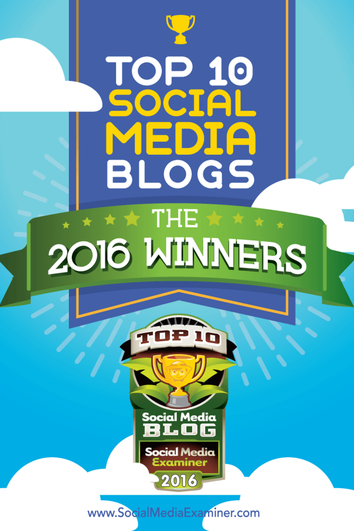 Deset nejlepších vítězů blogů sociálních médií za rok 2016