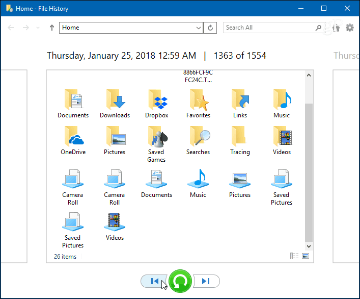 Historie souborů Windows 10