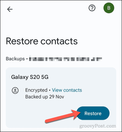 Obnovte zálohu kontaktů v aplikaci Kontakty Google