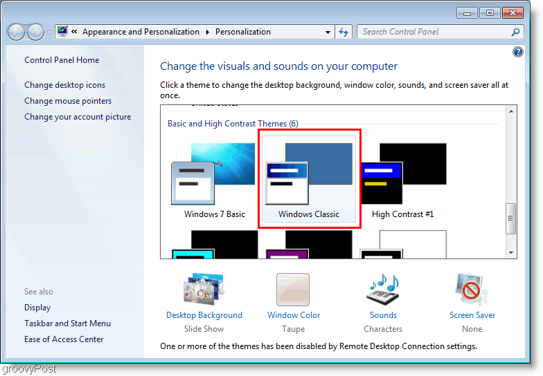 Windows 7 Změňte motiv na klasický