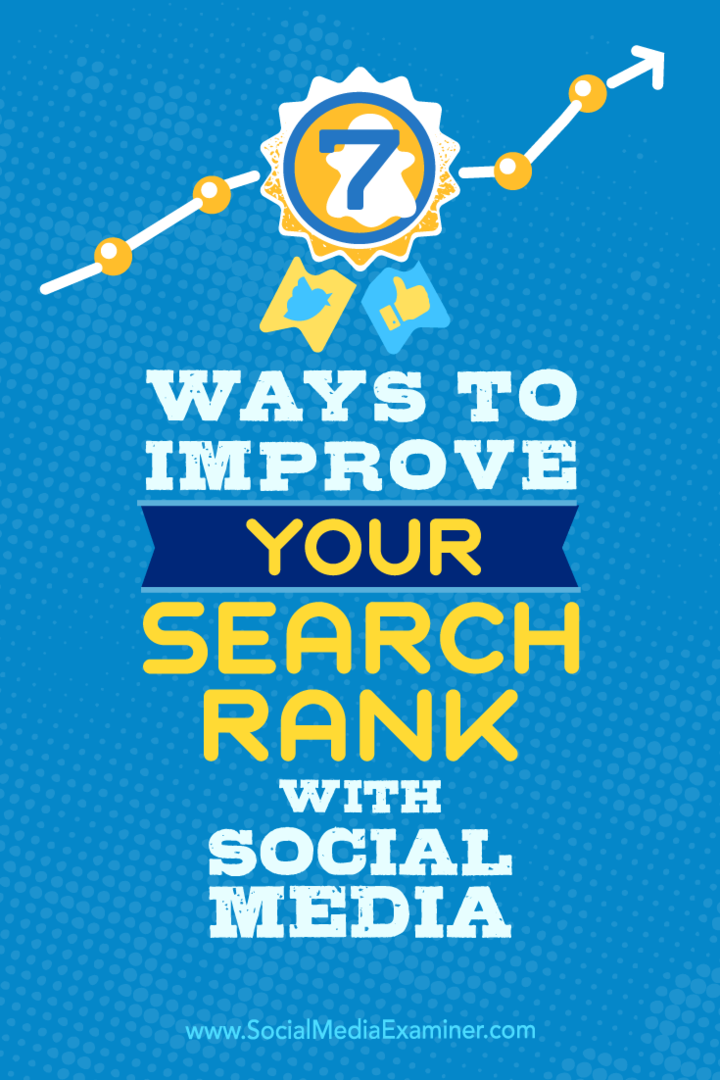 Tipy na sedm způsobů, jak zlepšit své vyhledávací pořadí pomocí sociálních médií.