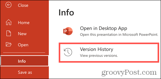 Informace, Historie verzí v PowerPointu online