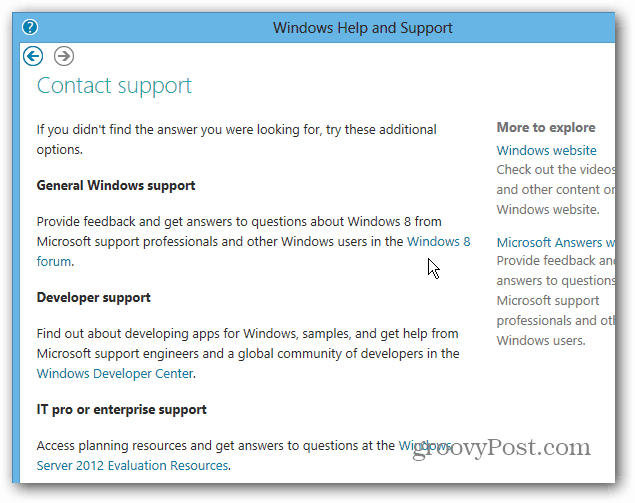 Obraťte se na fóra podpory Windows 8