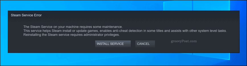 Varování před chybou služby Steam