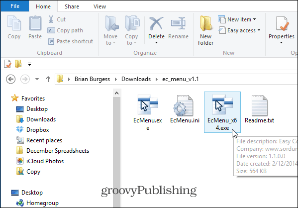 Přidání položek do systému Windows Klepněte pravým tlačítkem myši na místní nabídku