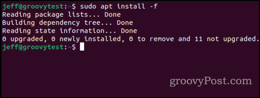 ubuntu apt install pro opravu poškozených balíčků
