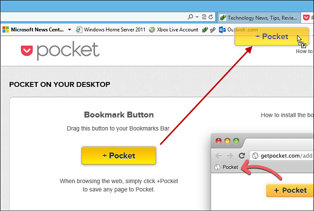 Jak používat Pocket s Internet Explorer