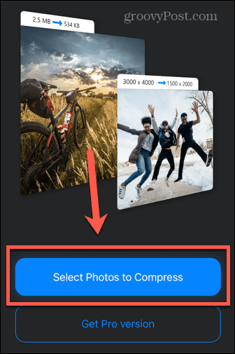 aplikace komprimovat fotografie vybrat fotografie