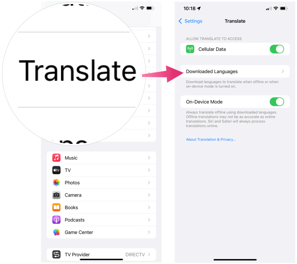 Jazyky stažené pro iPhone
