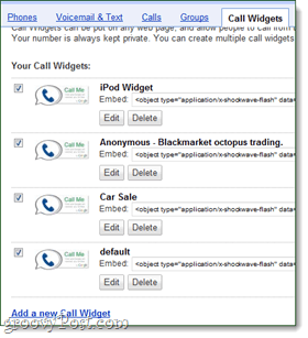 Widgety Google Voice a widgety pro volání