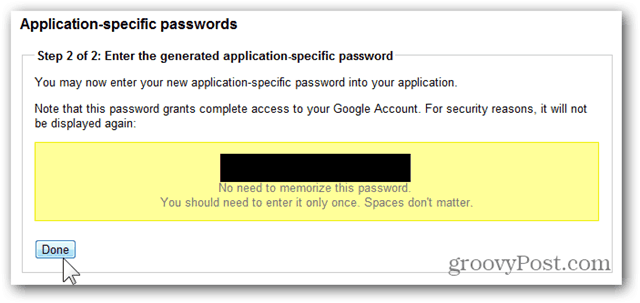 google jednorázová hesla - zkopírujte heslo