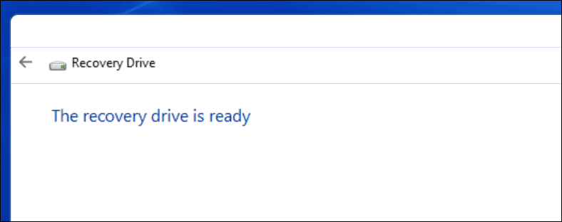 Recovery Drive dokončen Windows 11