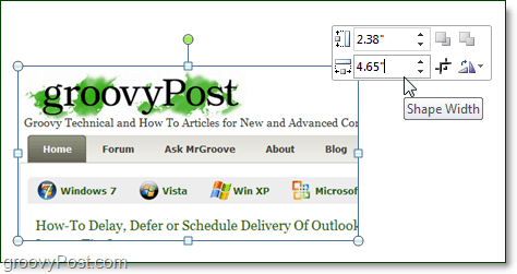 úprava snímku obrazovky Office 2010 v aplikaci Microsoft Word