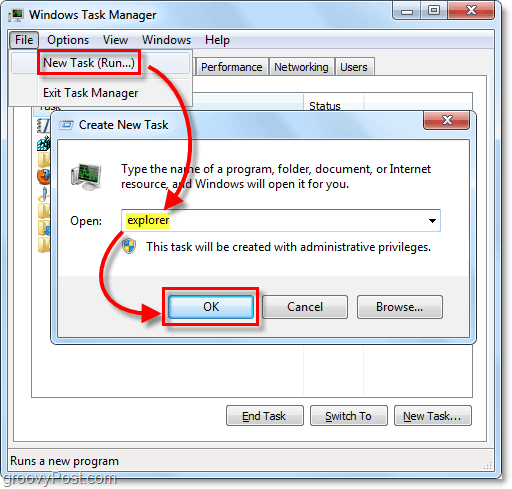 restartujte Průzkumník ve Windows 7 bez restartování otevřeného Průzkumníka