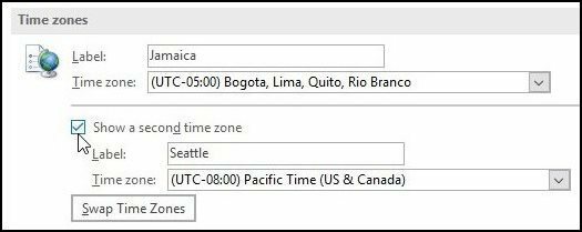 Jak přidat další časové pásmo do kalendáře aplikace Outlook 2016