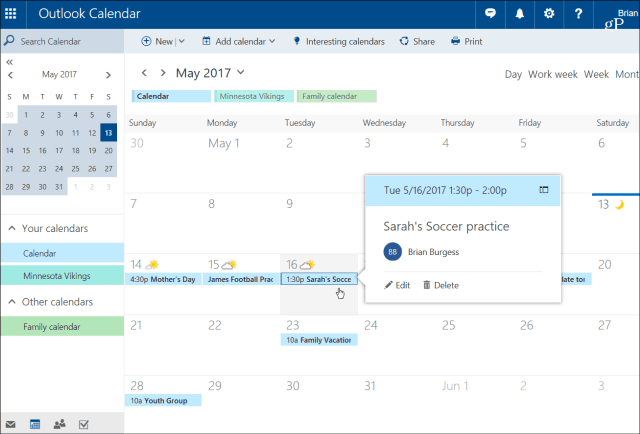 Kalendář aplikace Outlook