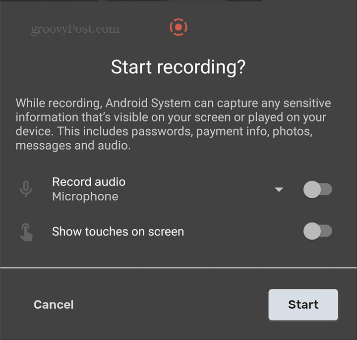 Spuštění aplikace Android Screen Recorder