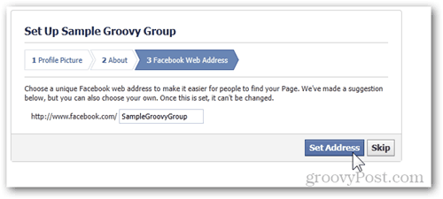 facebook nastavení skupiny krok 3 facebook webová adresa nastavená adresa