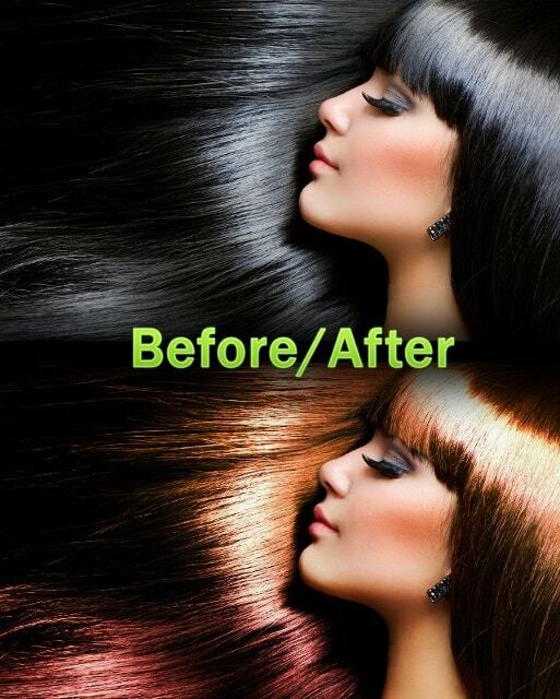 před úpravou vlasy photoshop retušovat konečný výsledek tutoriálu