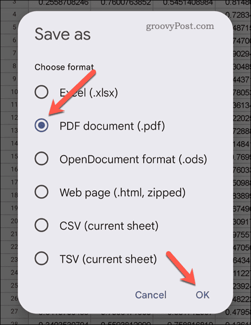 Export ve formátu PDF v Tabulkách Google