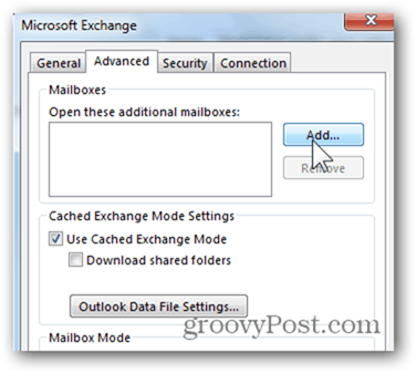 Přidat poštovní schránku Outlook 2013 - Klikněte na Upřesnit, Přidat