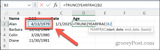 excel datum narození