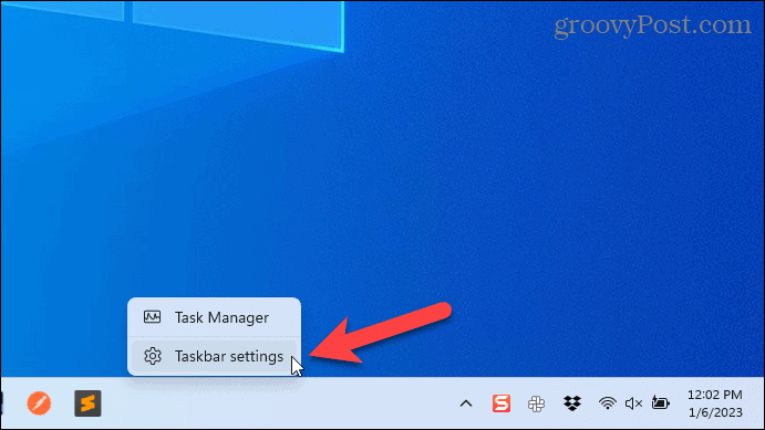Vyberte Nastavení hlavního panelu ve Windows 11