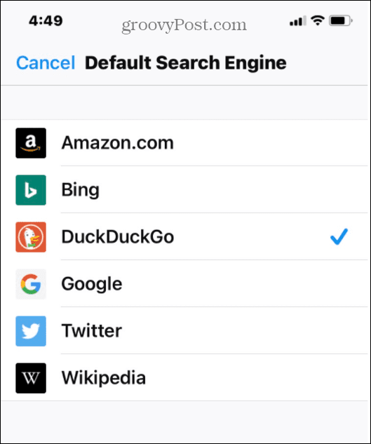 Firefox vybere výchozí seznam vyhledávání