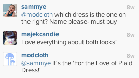 modcloth instagram komentáře