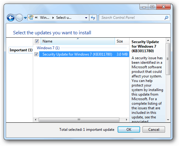 Aktualizace systému Microsoft Windows 7