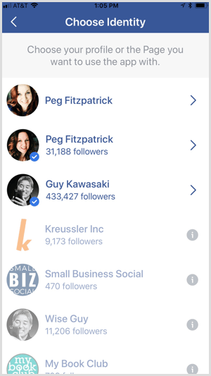 Aplikace Facebook Creator si vybrala identitu