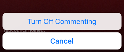 Kliknutím na ikonu tří teček vypnete komentování svého živého vysílání.