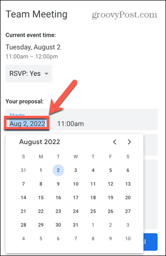 google kalendář nové datum