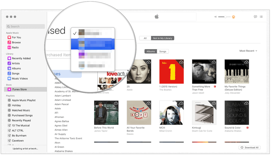 Vyberte člena rodiny iTunes