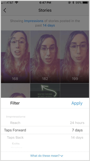 Filtry Instagram Insights Stories