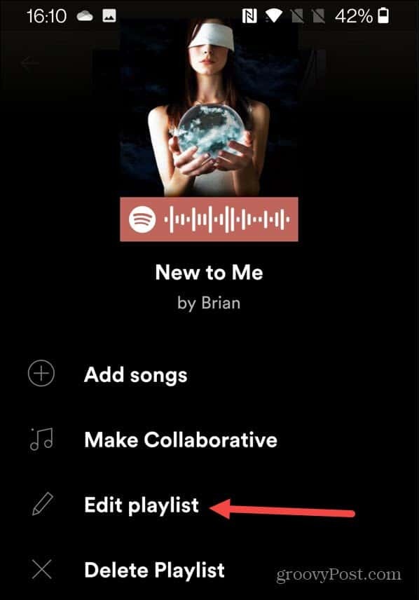 upravit seznam skladeb spotify pro android