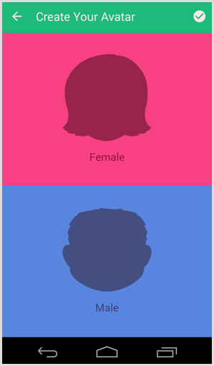 bitmoji zvolit avatar a pohlaví