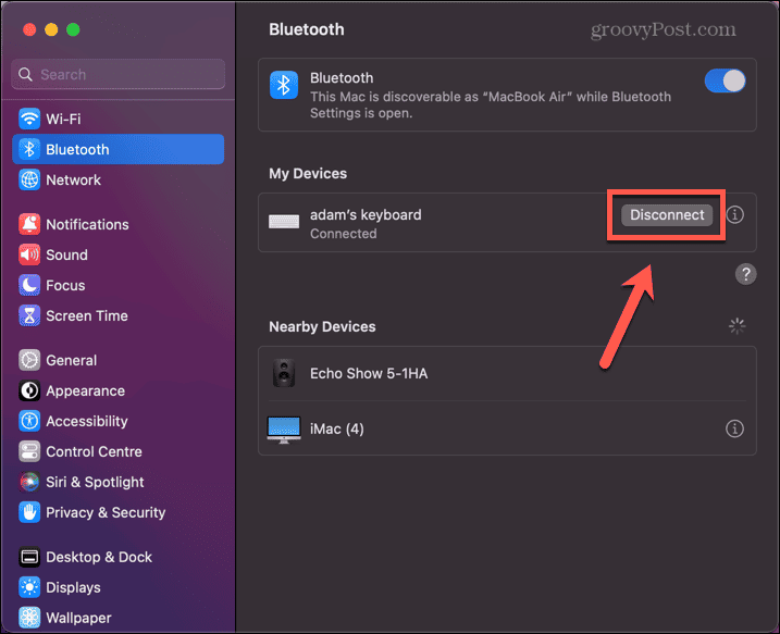 mac odpojit bluetooth klávesnici