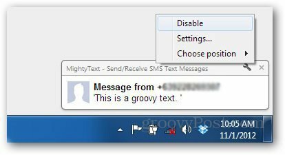 mightytext popup vypnout